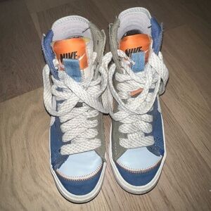Nike Kids High-Top Sneakers - Blue and Orange